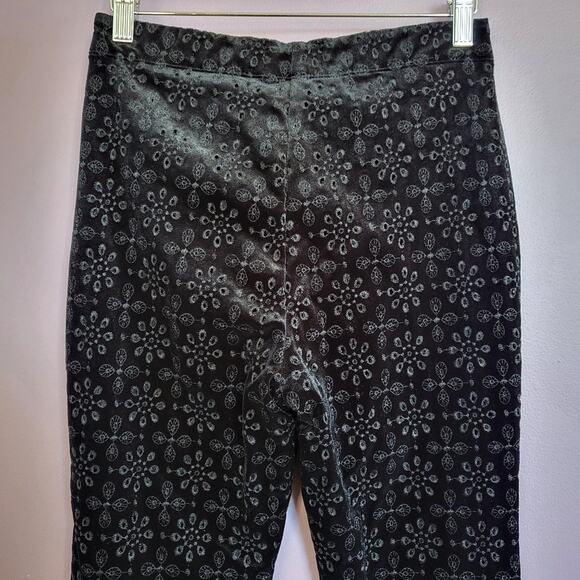 Anthropologie The Joni Black High Rise Velvet Eyelet Pull On Flare Pants - Picture 10 of 15